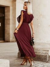 Load image into Gallery viewer, Tied Surplice Cap Sleeve Pleated Dress

