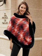 Load image into Gallery viewer, Faux Fur Trim Poncho
