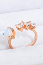 Load image into Gallery viewer, Natural Moonstone and Zircon Heart Open Ring
