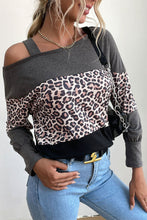 Load image into Gallery viewer, Leopard Print Color Block Cold  Shoulder Top
