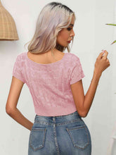 Load image into Gallery viewer, Cable-Knit Round Neck Short Sleeve Knit Top
