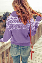 Load image into Gallery viewer, Zip-Up Mock Neck Dropped Shoulder Pullover Sweater
