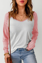 Load image into Gallery viewer, Contrast Sheer Striped V-Neck Top
