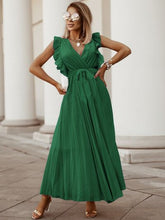 Load image into Gallery viewer, Tied Surplice Cap Sleeve Pleated Dress
