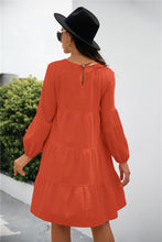 Load image into Gallery viewer, Balloon Sleeve Keyhole Tiered Dress

