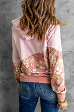 Load image into Gallery viewer, Floral Color Block Drawstring Hoodie
