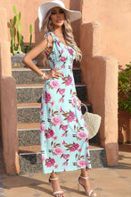 Load image into Gallery viewer, Full Size Tied Smocked Surplice Sleeveless Maxi Dress
