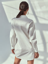 Load image into Gallery viewer, Two-Tone Button Down Mini Shirt Dress
