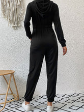 Load image into Gallery viewer, Zip Up Elastic Waist Hooded Jogger Jumpsuit
