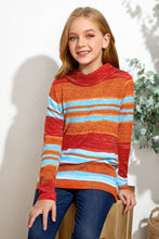 Load image into Gallery viewer, Girls Striped Cowl Neck Top with Pockets
