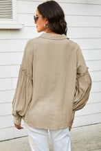 Load image into Gallery viewer, Button Front Bubble Sleeve Frill Trim Blouse

