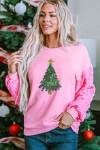 Load image into Gallery viewer, Christmas Tree Sequin Round Neck Sweatshirt
