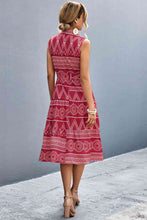 Load image into Gallery viewer, Printed Button Front Tie-Waist Sleeveless Collared Dress
