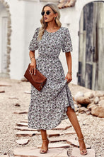 Load image into Gallery viewer, Floral Cutout Puff Sleeve Midi Dress
