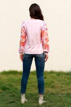 Load image into Gallery viewer, Floral Lantern Sleeve Round Neck Blouse
