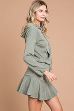 Load image into Gallery viewer, Culture Code Full Size Drawstring Dropped Shoulder Hooded Mini Dress
