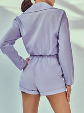 Load image into Gallery viewer, Buttoned Lapel Collar Smocked Romper
