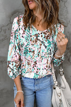 Load image into Gallery viewer, Printed Round Neck Balloon Sleeve Blouse

