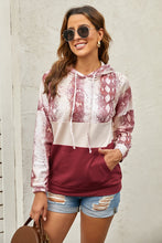 Load image into Gallery viewer, Snake Print Color Block Drawstring Detail Hoodie
