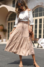 Load image into Gallery viewer, Elastic Waist Tiered Midi Skirt
