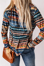 Load image into Gallery viewer, Patterned Drawstring Detail Cowl Neck Hoodie
