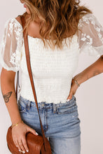 Load image into Gallery viewer, Smocked Spliced Lace Frill Trim Top
