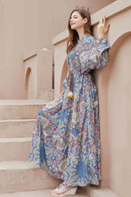 Load image into Gallery viewer, Plus Size Printed Mock Neck Buttoned Maxi Dress
