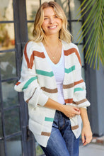 Load image into Gallery viewer, Striped Open Front Dropped Shoulder Cardigan
