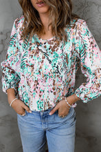 Load image into Gallery viewer, Printed Round Neck Balloon Sleeve Blouse
