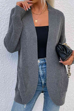 Load image into Gallery viewer, Open Front Rib-Knit Cardigan with Pockets
