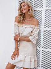 Load image into Gallery viewer, Frill Trim Off-Shoulder Layered Mini Dress
