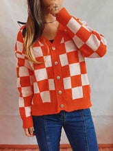 Load image into Gallery viewer, Checkered Open Front Button Up Cardigan
