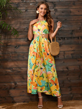Load image into Gallery viewer, Cutout Floral Round Neck Sleeveless Dress
