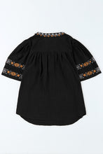 Load image into Gallery viewer, Bohemian Tassel Half Puff Sleeve Top
