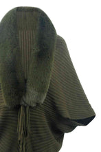 Load image into Gallery viewer, Fringe Detail Long Sleeve Ribbed Poncho
