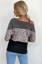 Load image into Gallery viewer, Leopard Print Color Block Cold  Shoulder Top
