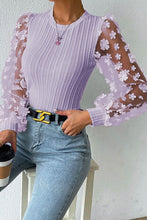 Load image into Gallery viewer, Double Take Textured Applique Long Sleeve Blouse
