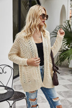 Load image into Gallery viewer, Ribbed Trim Openwork Open Front Cardigan

