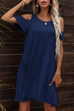 Load image into Gallery viewer, Floral Round Neck Cold-Shoulder Dress
