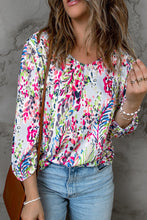 Load image into Gallery viewer, Printed Round Neck Balloon Sleeve Blouse
