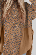 Load image into Gallery viewer, Textured Leopard Dropped Shoulder Blouse
