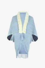 Load image into Gallery viewer, Striped Open Front Fringe Poncho
