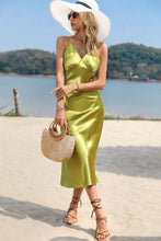 Load image into Gallery viewer, Spaghetti Strap Satin Midi Dress
