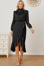 Load image into Gallery viewer, Mock Neck Ruffled Asymmetrical Dress
