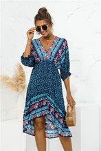 Load image into Gallery viewer, Printed Bohemian V Neck Dress
