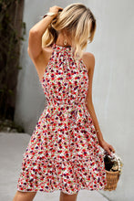 Load image into Gallery viewer, Floral Belted Frill Trim Mini Dress

