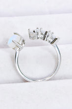 Load image into Gallery viewer, Natural Moonstone and Zircon Heart Open Ring
