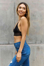 Load image into Gallery viewer, Leto Ribbed Lace Boho Racerback Bralette in Black
