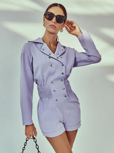 Load image into Gallery viewer, Buttoned Lapel Collar Smocked Romper
