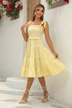 Load image into Gallery viewer, Striped Tie-Shoulder Tiered Dress
